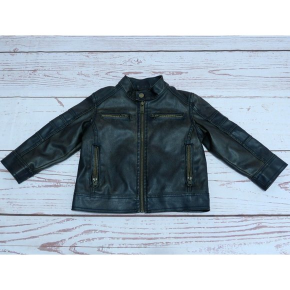 Black Rivet Other - Black Rivet Faux Soft Leather Boys 2T Dress Jacket Front Zip Quilted Lining